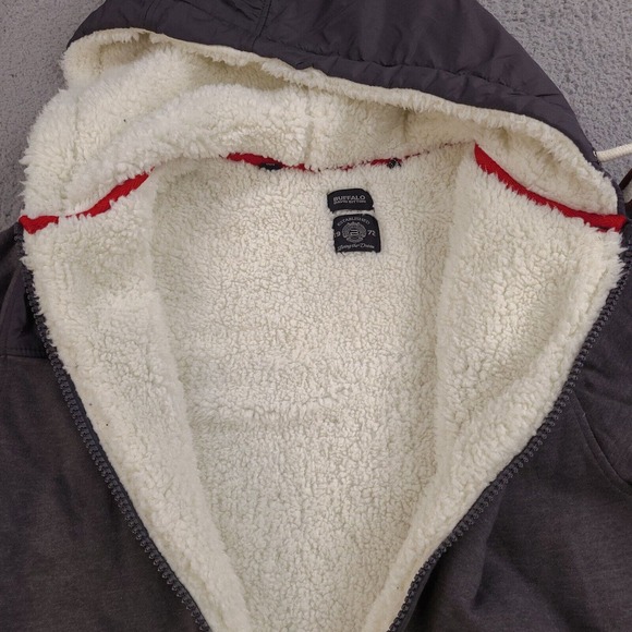 Buffalo David Bitton Hoodie Mens Medium Gray Jacket Full Zip Sherpa‎ Lining - Picture 6 of 16